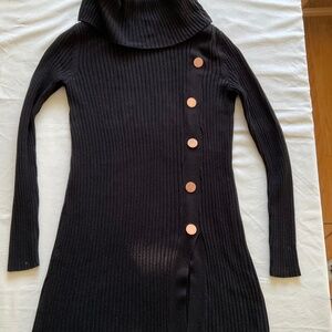 Ivanka Trump Women Black with Gold Buttons Turtleneck Sweater XS